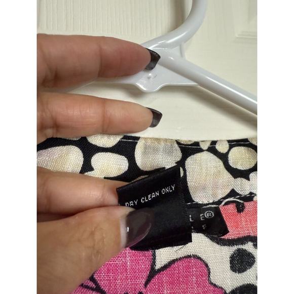 Vintage Linen Top Plus Size 3X Floral Bright Pink Button Up Shirt‎ Carole Little - Picture 6 of 7